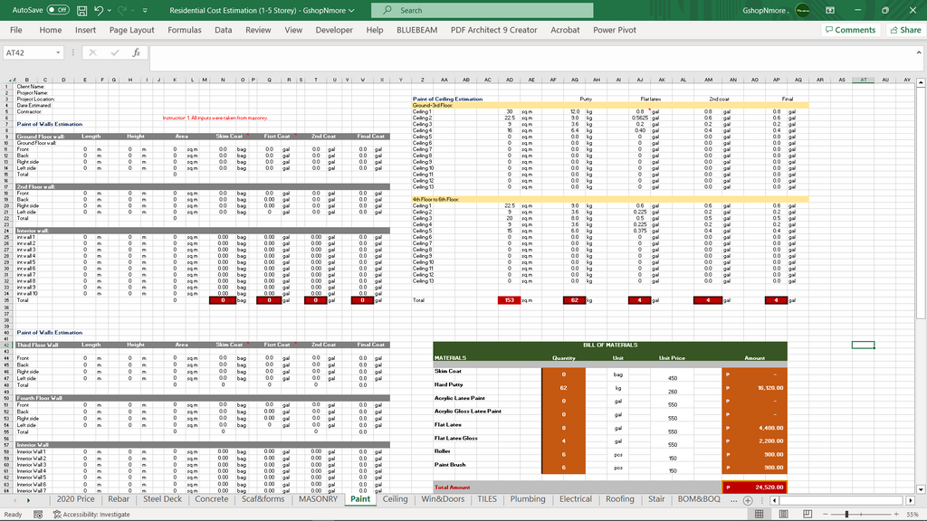 PACKAGE 2 - MATERIALS & PROJECT COST ESTIMATION