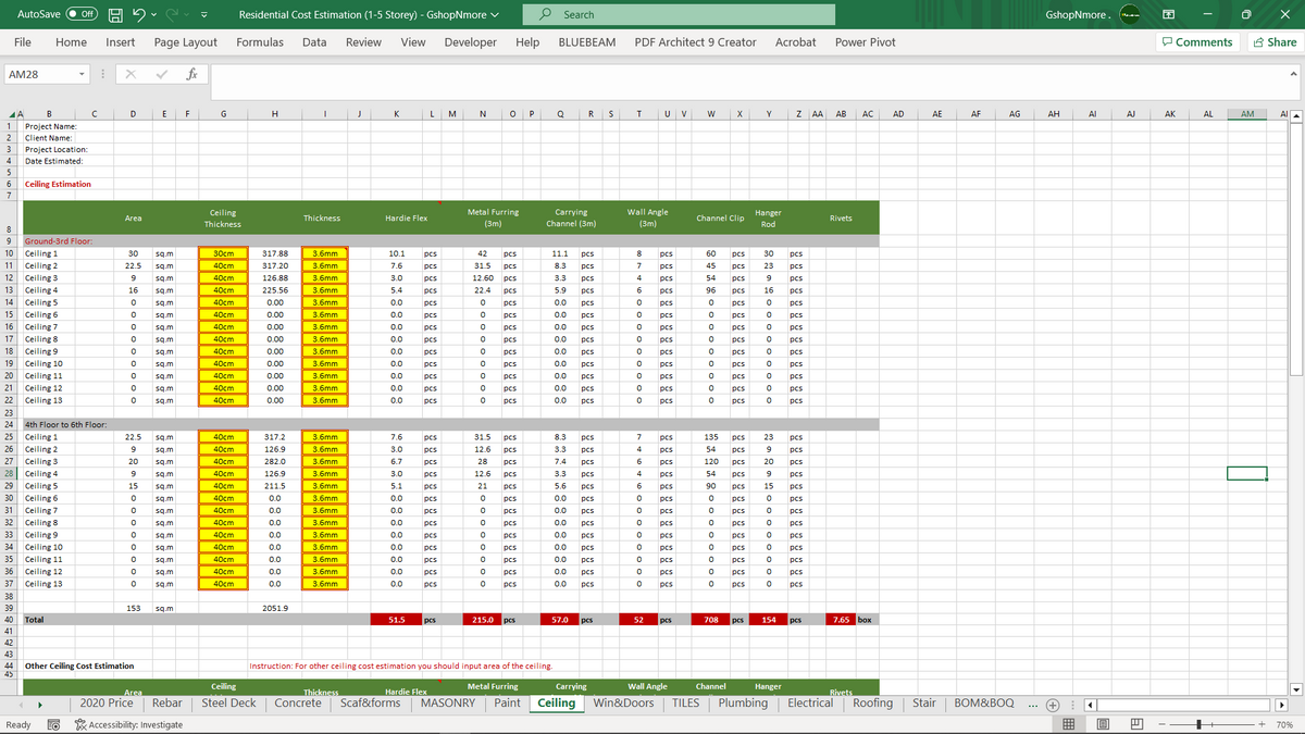 PACKAGE 2 - MATERIALS & PROJECT COST ESTIMATION