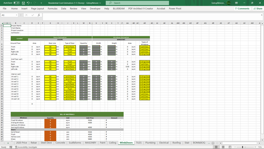 PACKAGE 2 - MATERIALS & PROJECT COST ESTIMATION