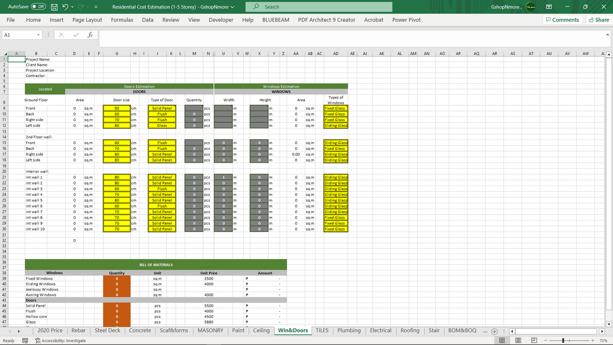 PACKAGE 2 - MATERIALS & PROJECT COST ESTIMATION