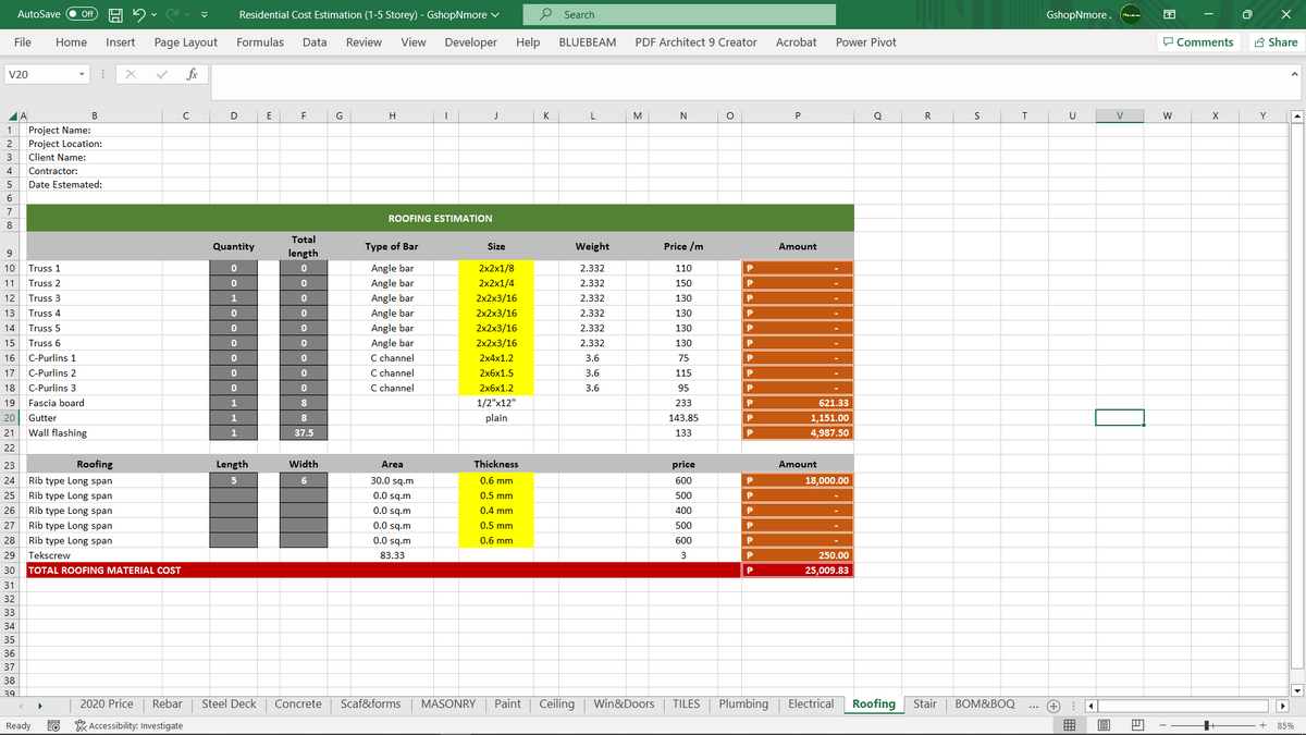 PACKAGE 2 - MATERIALS & PROJECT COST ESTIMATION