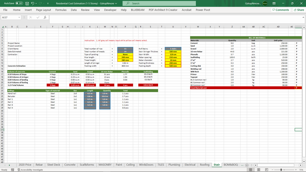 PACKAGE 2 - MATERIALS & PROJECT COST ESTIMATION