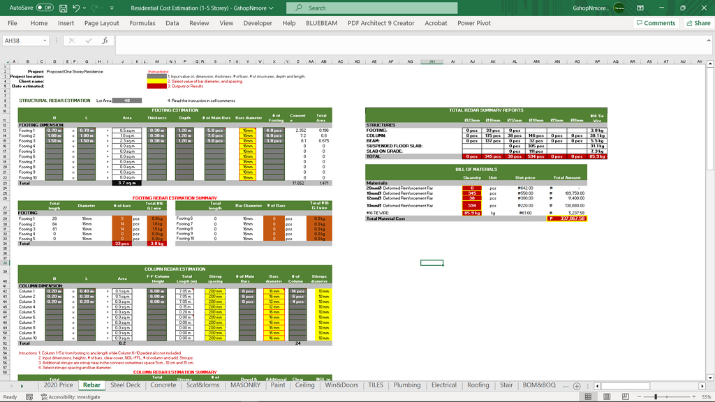 PACKAGE 2 - MATERIALS & PROJECT COST ESTIMATION